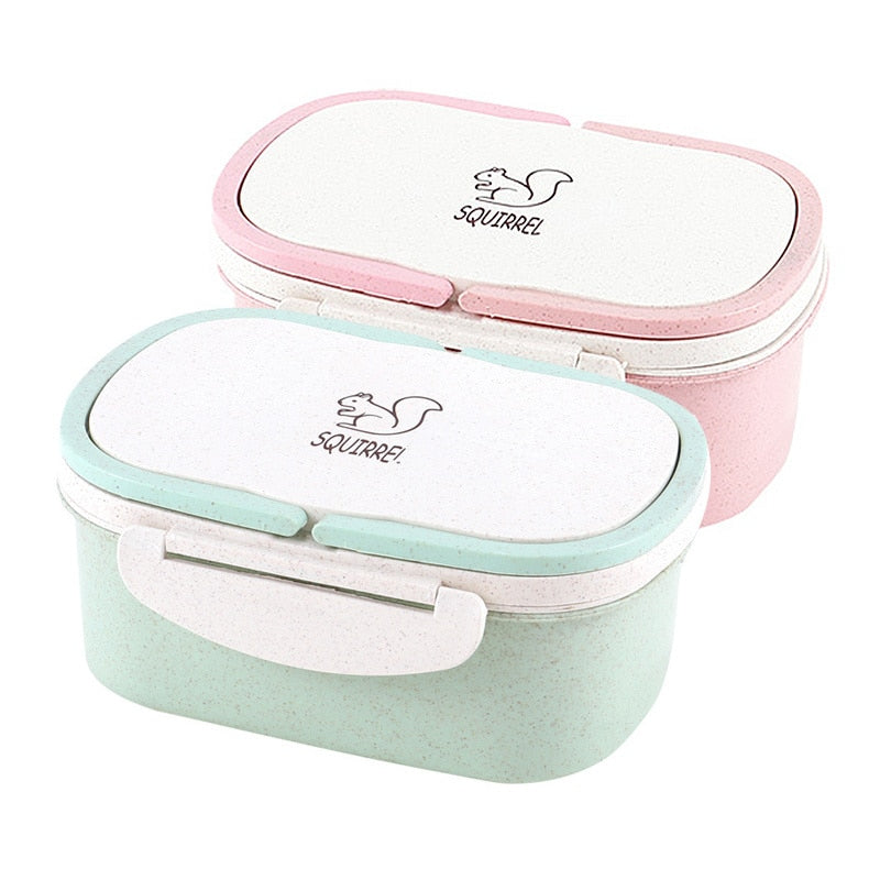 Portable Healthy Material Lunch Box 2 Layer Wheat Straw Bento Boxes Microwave Dinnerware Food Storage Container Foodbox Kitchen