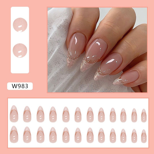 Irregular Pearlescent Phnom Penh French Manicure Sweet Ins Style Almond Nail Glitter French Manicure Wearable Manicure