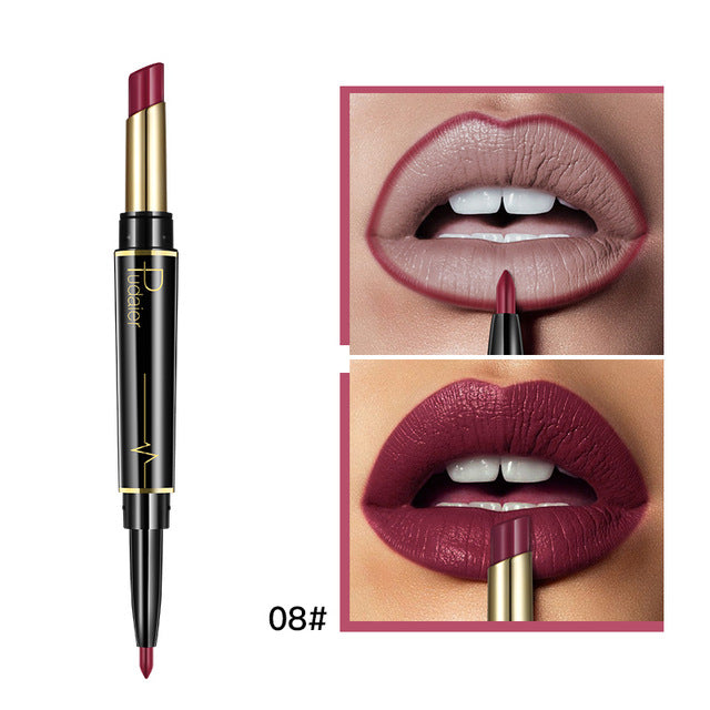 Matte Lipstick Wateproof Double Ended Long Lasting Lipsticks Brand Lip Makeup Cosmetics Nude Dark Red Lips Liner Pencil