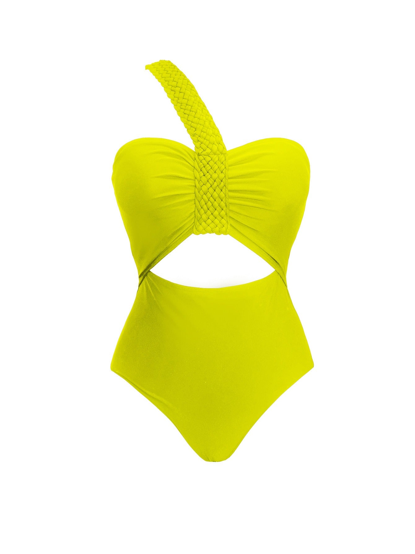 Single shoulder woven shoulder strap European and American triangle one-piece swimsuit for women solid color tube top