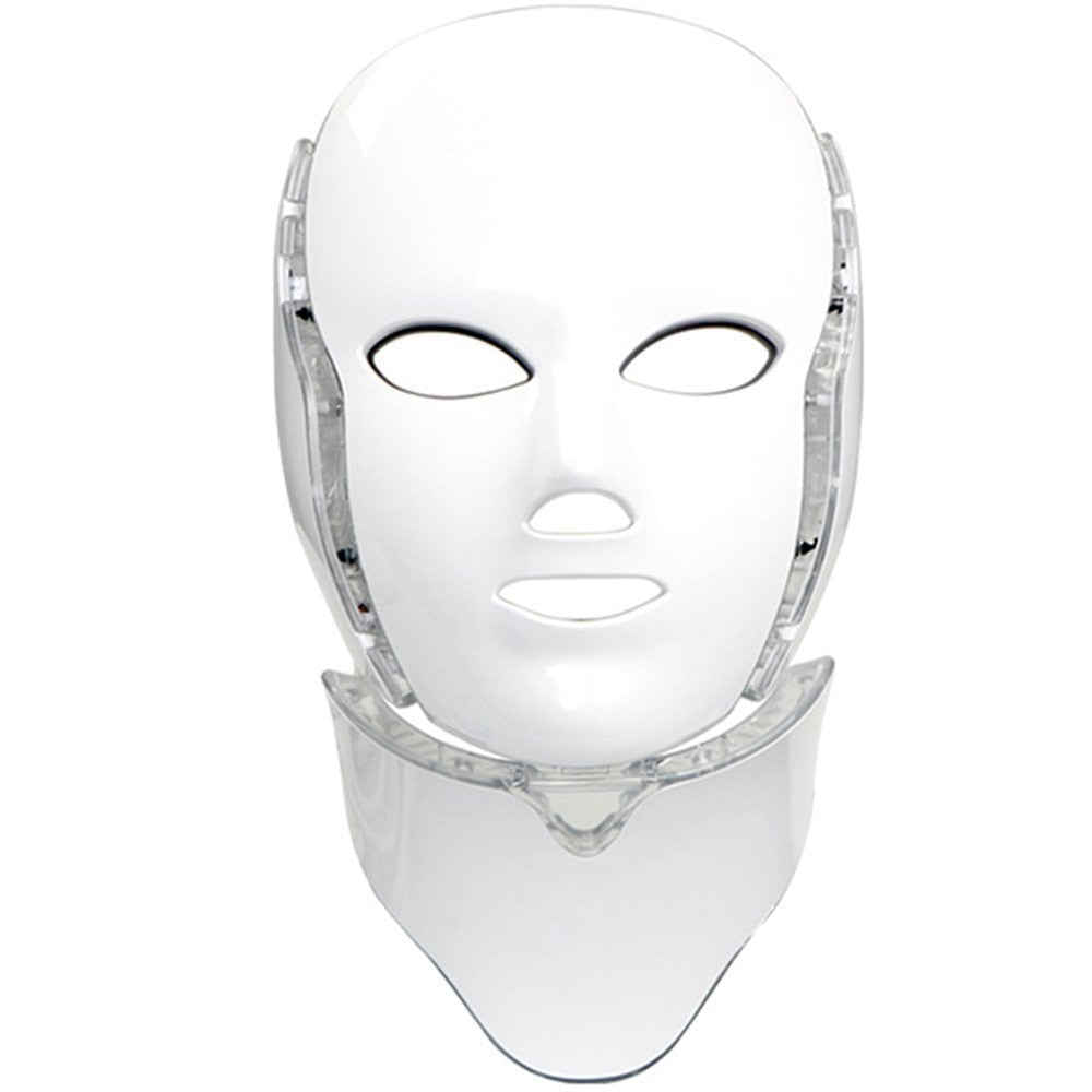 7 Color Photon LED Facial Neck Mask For Skin Rejuvenation, Acne, Pore, Anti-Aging Beauty Light Therapy Light For Home Use